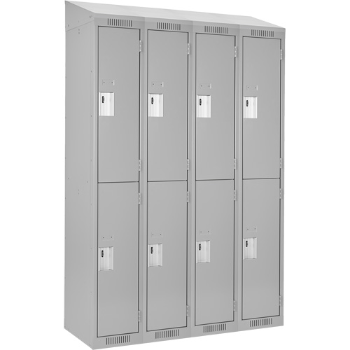 Clean Line Lockers, 2 -tier, Bank of 4, 48" x 18" x 78", Steel, Grey, Rivet (Assembled) WestPier