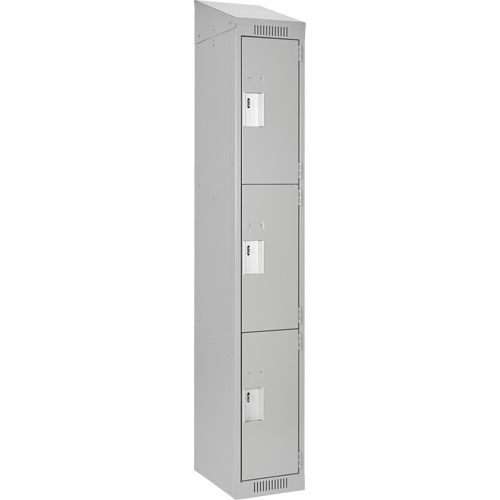 Clean Line Lockers, 3 -tier, 12" x 18" x 78", Steel, Grey, Rivet (Assembled) WestPier