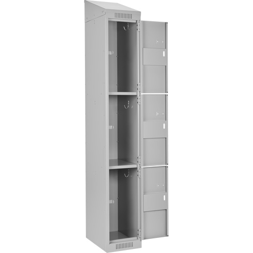 Clean Line Lockers, 3 -tier, Bank of 4, 48" x 18" x 78", Steel, Grey, Rivet (Assembled) WestPier