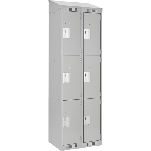 Clean Line Lockers, 3 -tier, Bank of 2, 24" x 18" x 78", Steel, Grey, Rivet (Assembled) WestPier