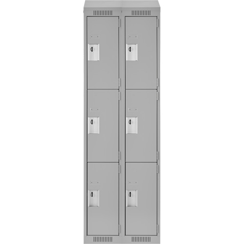 Clean Line Lockers, 3 -tier, Bank of 2, 24" x 18" x 78", Steel, Grey, Rivet (Assembled) WestPier