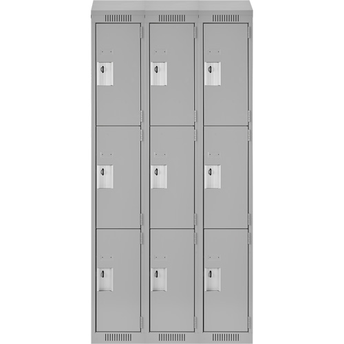 Clean Line Lockers, 3 -tier, Bank of 3, 36" x 18" x 78", Steel, Grey, Rivet (Assembled) WestPier