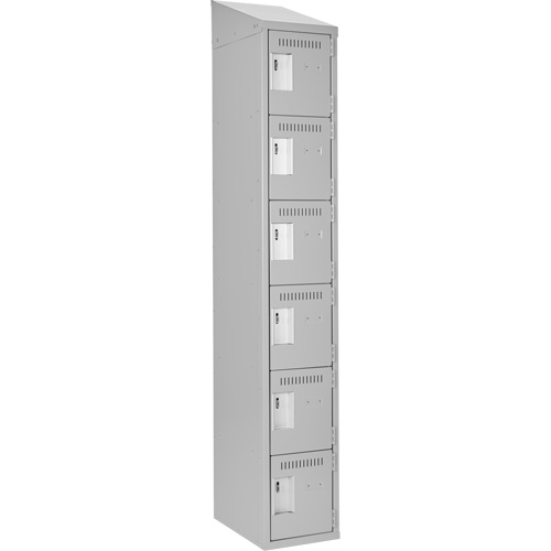 Clean Line Lockerette , 6 -tier, 12" x 18" x 78", Steel, Grey, Rivet (Assembled) WestPier