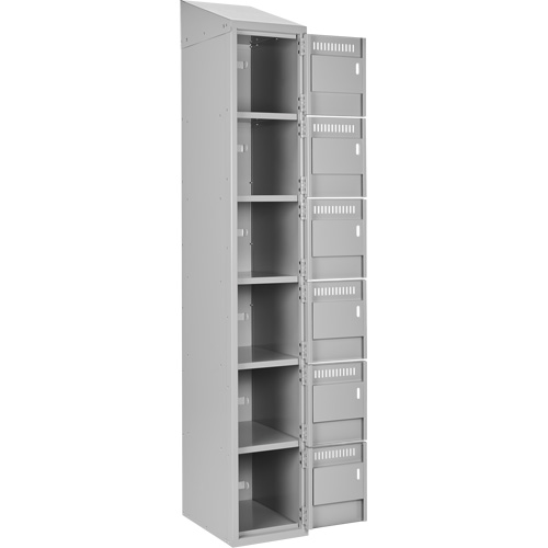 Clean Line Lockerette , 6 -tier, Bank of 4, 48" x 18" x 78", Steel, Grey, Rivet (Assembled) WestPier