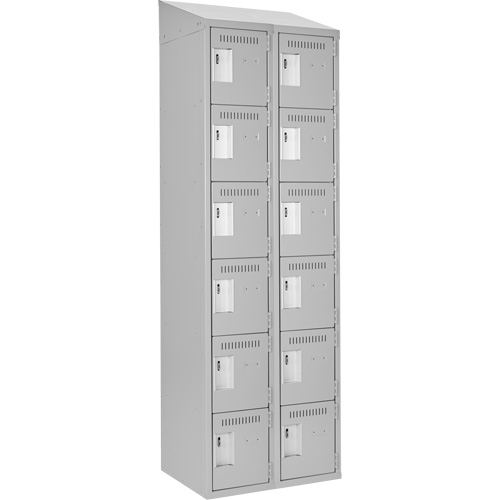 Clean Line Lockerette , 6 -tier, Bank of 2, 24" x 18" x 78", Steel, Grey, Rivet (Assembled) WestPier