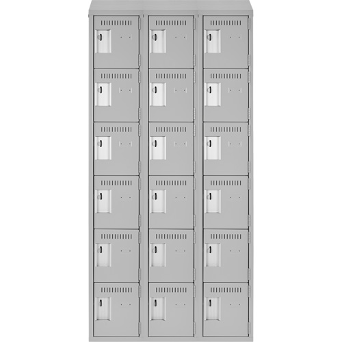 Clean Line Lockerette , 6 -tier, Bank of 3, 36" x 18" x 78", Steel, Grey, Rivet (Assembled) WestPier