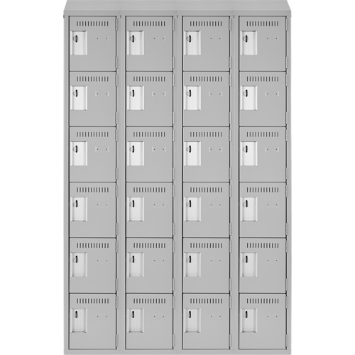 Clean Line Lockerette , 6 -tier, Bank of 4, 48" x 18" x 78", Steel, Grey, Rivet (Assembled) WestPier