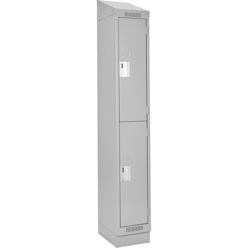 Clean Line Lockers, 2 -tier, 12" x 18" x 82", Steel, Grey, Rivet (Assembled) WestPier