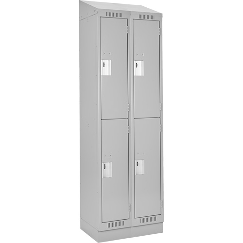 Clean Line Lockers, 2 -tier, Bank of 2, 24" x 18" x 82", Steel, Grey, Rivet (Assembled) WestPier