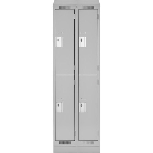 Clean Line Lockers, 2 -tier, Bank of 2, 24" x 18" x 82", Steel, Grey, Rivet (Assembled) WestPier