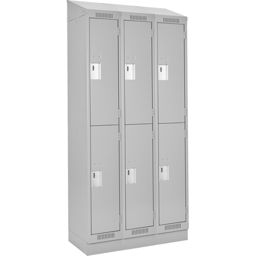 Clean Line Lockers, 2 -tier, Bank of 3, 36" x 18" x 82", Steel, Grey, Rivet (Assembled) WestPier