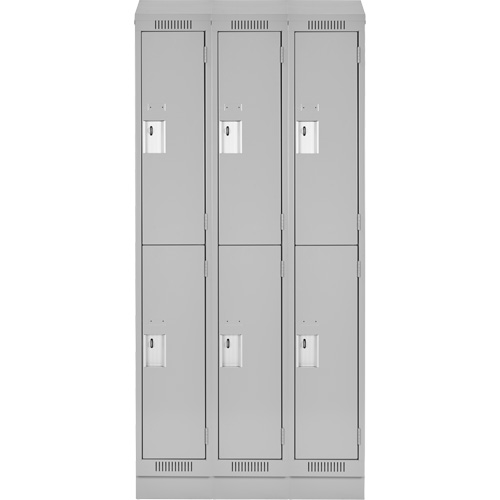 Clean Line Lockers, 2 -tier, Bank of 3, 36" x 18" x 82", Steel, Grey, Rivet (Assembled) WestPier