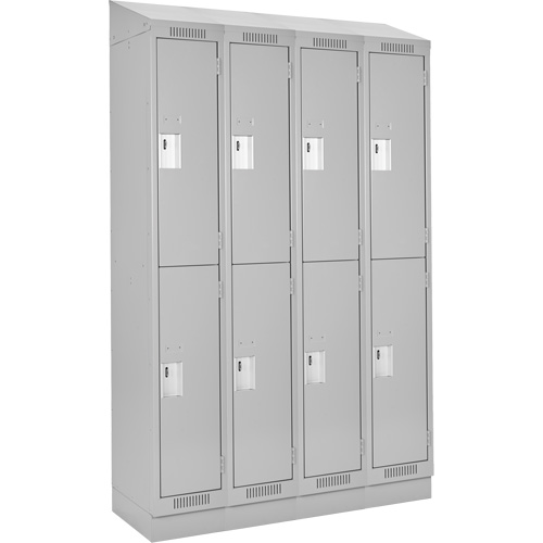 Clean Line Lockers, 2 -tier, Bank of 4, 48" x 18" x 82", Steel, Grey, Rivet (Assembled) WestPier