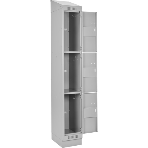 Clean Line Lockers, 3 -tier, Bank of 4, 48" x 18" x 82", Steel, Grey, Rivet (Assembled) WestPier