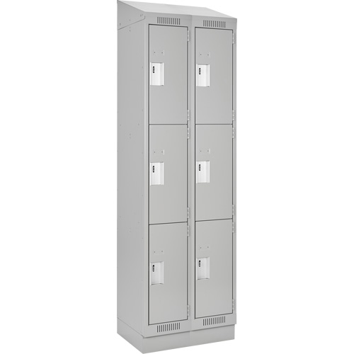 Clean Line Lockers, 3 -tier, Bank of 2, 24" x 18" x 82", Steel, Grey, Rivet (Assembled) WestPier