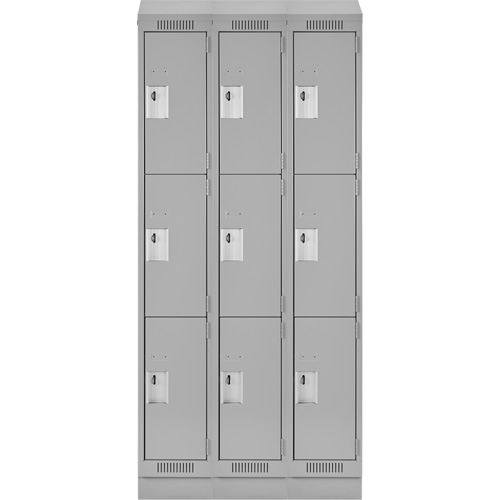 Clean Line Lockers, 3 -tier, Bank of 3, 36" x 18" x 82", Steel, Grey, Rivet (Assembled) WestPier