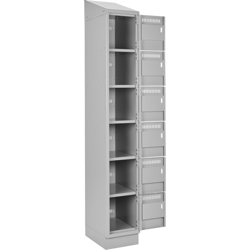Clean Line Lockerette, 6 -tier, Bank of 4, 48" x 18" x 82", Steel, Grey, Rivet (Assembled) WestPier