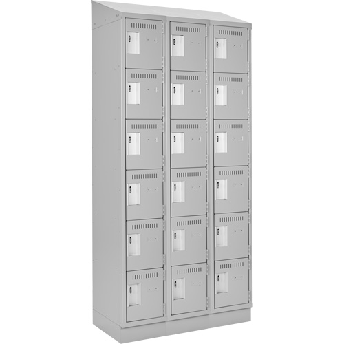 Clean Line Lockerette, 6 -tier, Bank of 3, 36" x 18" x 82", Steel, Grey, Rivet (Assembled) WestPier
