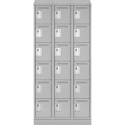 Clean Line Lockerette, 6 -tier, Bank of 3, 36" x 18" x 82", Steel, Grey, Rivet (Assembled) WestPier