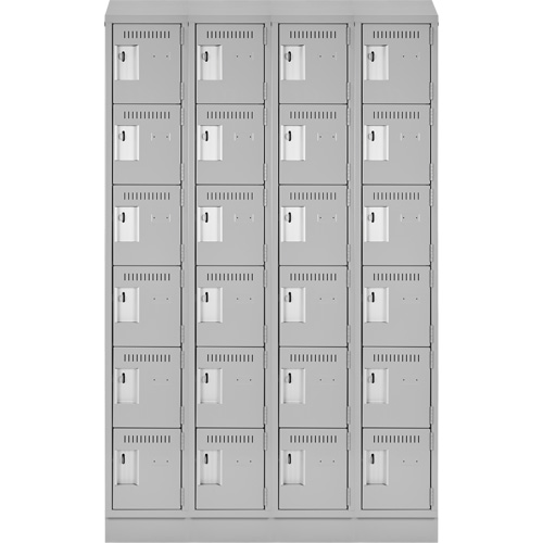 Clean Line Lockerette, 6 -tier, Bank of 4, 48" x 18" x 82", Steel, Grey, Rivet (Assembled) WestPier