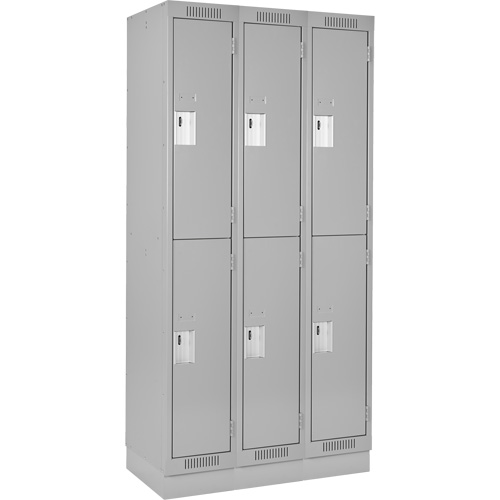 Clean Line Lockers, 2 -tier, Bank of 3, 36" x 18" x 76", Steel, Grey, Rivet (Assembled) WestPier