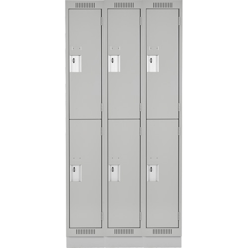 Clean Line Lockers, 2 -tier, Bank of 3, 36" x 18" x 76", Steel, Grey, Rivet (Assembled) WestPier