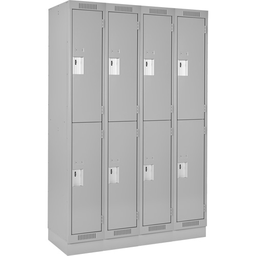 Casiers Clean Line, 2 niveaux, Bloc de 4, 48" x 18" x 76", Acier, Gris, Rivet (assembl&eacute;) WestPier