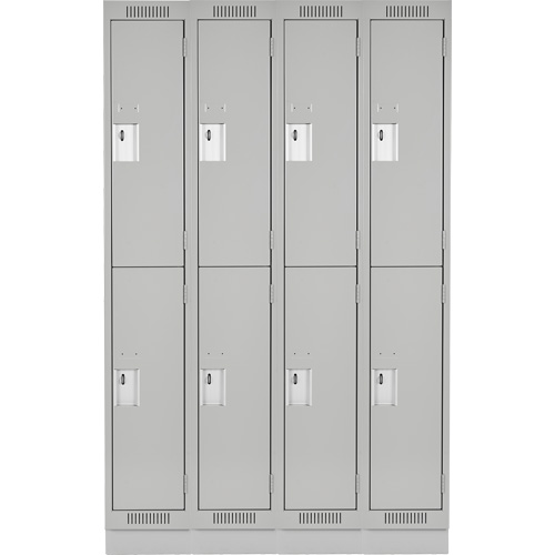 Casiers Clean Line, 2 niveaux, Bloc de 4, 48" x 18" x 76", Acier, Gris, Rivet (assembl&eacute;) WestPier