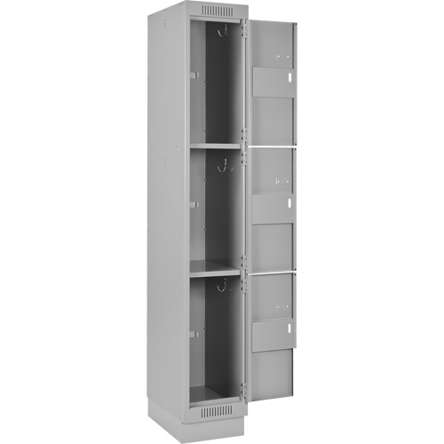Clean Line Lockers, 3 -tier, Bank of 4, 48" x 18" x 76", Steel, Grey, Rivet (Assembled) WestPier