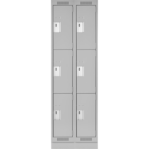 Clean Line Lockers, 3 -tier, Bank of 2, 24" x 18" x 76", Steel, Grey, Rivet (Assembled) WestPier
