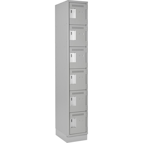 Clean Line Lockerette, 6 -tier, 12" x 18" x 76", Steel, Grey, Rivet (Assembled) WestPier