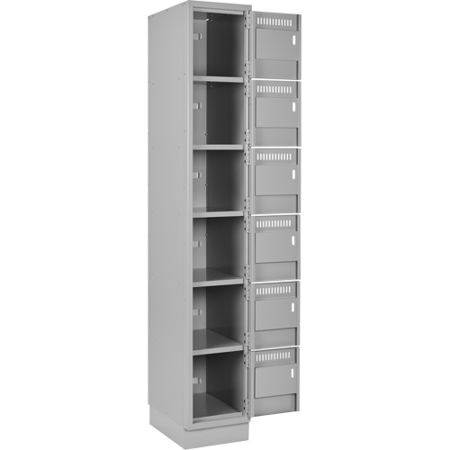 Clean Line Lockerette, 6 -tier, Bank of 4, 48" x 18" x 76", Steel, Grey, Rivet (Assembled) WestPier