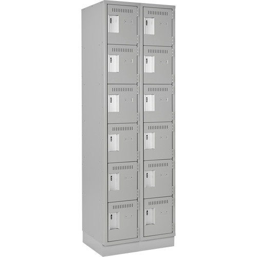 Clean Line Lockerette, 6 -tier, Bank of 2, 24" x 18" x 76", Steel, Grey, Rivet (Assembled) WestPier