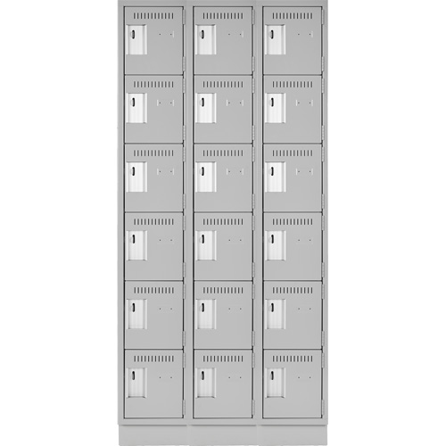 Clean Line Lockerette, 6 -tier, Bank of 3, 36" x 18" x 76", Steel, Grey, Rivet (Assembled) WestPier