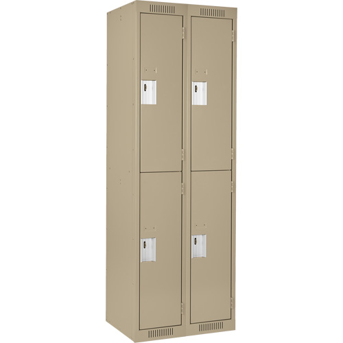 Clean Line Lockers, 2 -tier, Bank of 2, 24" x 18" x 72", Steel, Beige, Rivet (Assembled) WestPier