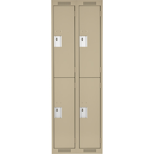 Clean Line Lockers, 2 -tier, Bank of 2, 24" x 18" x 72", Steel, Beige, Rivet (Assembled) WestPier