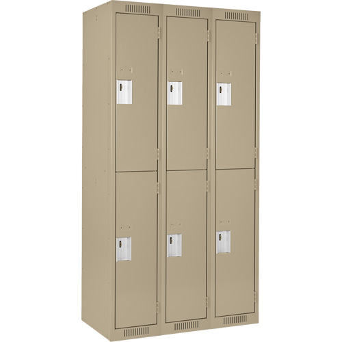 Clean Line Lockers, 2 -tier, Bank of 3, 36" x 18" x 72", Steel, Beige, Rivet (Assembled) WestPier