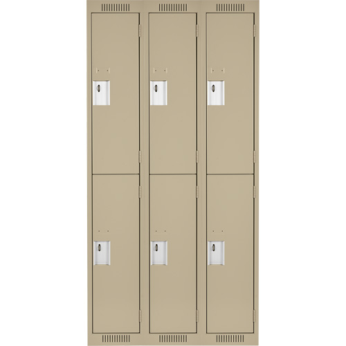 Clean Line Lockers, 2 -tier, Bank of 3, 36" x 18" x 72", Steel, Beige, Rivet (Assembled) WestPier