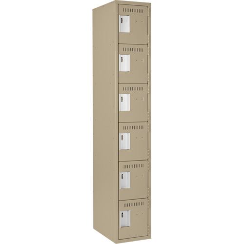 Clean Line Lockerette, 6 -tier, 12" x 18" x 72", Steel, Beige, Rivet (Assembled) WestPier