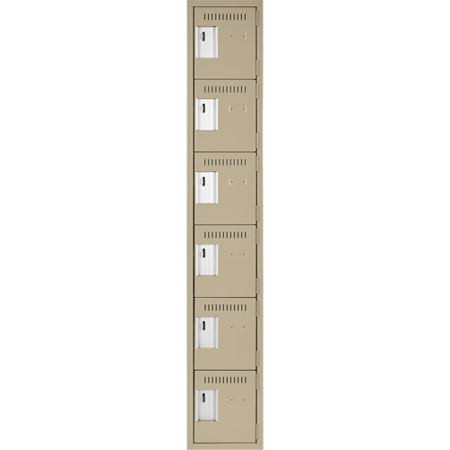 Clean Line Lockerette, 6 -tier, 12" x 18" x 72", Steel, Beige, Rivet (Assembled) WestPier