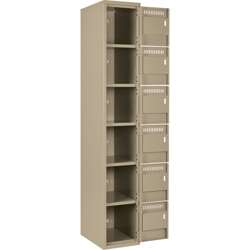 Clean Line Lockerette, 6 -tier, Bank of 2, 24" x 18" x 72", Steel, Beige, Rivet (Assembled) WestPier
