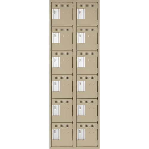 Clean Line Lockerette, 6 -tier, Bank of 2, 24" x 18" x 72", Steel, Beige, Rivet (Assembled) WestPier