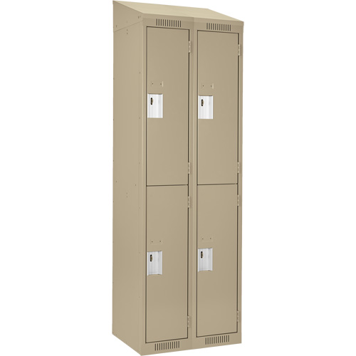 Clean Line Lockers, 2 -tier, Bank of 2, 24" x 18" x 78", Steel, Beige, Rivet (Assembled) WestPier