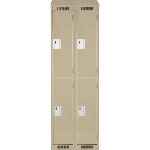 Clean Line Lockers, 2 -tier, Bank of 2, 24" x 18" x 78", Steel, Beige, Rivet (Assembled) WestPier