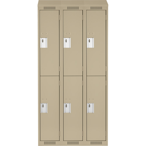 Clean Line Lockers, 2 -tier, Bank of 3, 36" x 18" x 78", Steel, Beige, Rivet (Assembled) WestPier