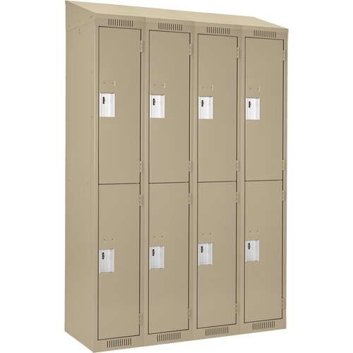 Clean Line Lockers, 2 -tier, Bank of 4, 48" x 18" x 78", Steel, Beige, Rivet (Assembled) WestPier