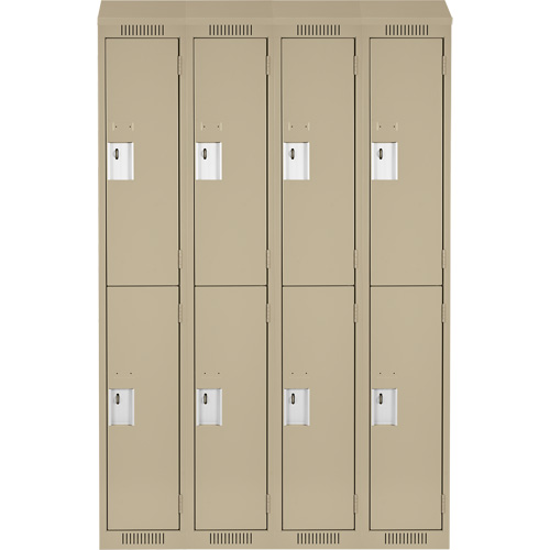 Clean Line Lockers, 2 -tier, Bank of 4, 48" x 18" x 78", Steel, Beige, Rivet (Assembled) WestPier