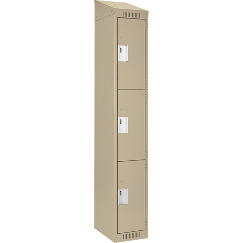 Clean Line Lockers, 3 -tier, 12" x 18" x 78", Steel, Beige, Rivet (Assembled) WestPier