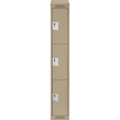 Clean Line Lockers, 3 -tier, 12" x 18" x 78", Steel, Beige, Rivet (Assembled) WestPier