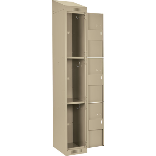 Clean Line Lockers, 3 -tier, Bank of 4, 48" x 18" x 78", Steel, Beige, Rivet (Assembled) WestPier
